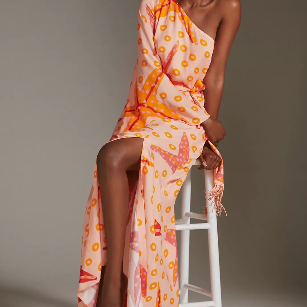 Farm Rio x Anthropologie One-Shoulder Starfish Maxi Dress